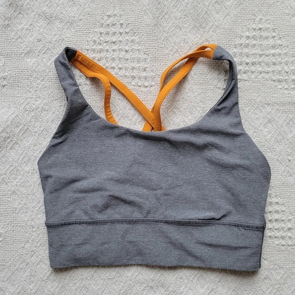 Lululemon Energy Bra *Long Line Heathered Slate / Vivid Amber - Picture 2 of 8